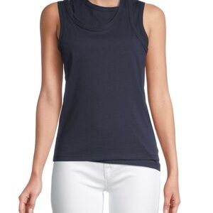 Lea & Viola Asymmetric Dark Blue Tank Top